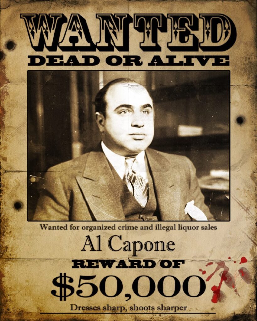 Al Capone mafia wanted poster vintage outlaw poster