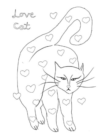 Cat with hearts and sweet expression