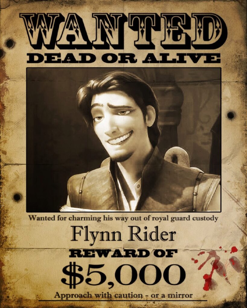Flynn Rider old western wanted poster template