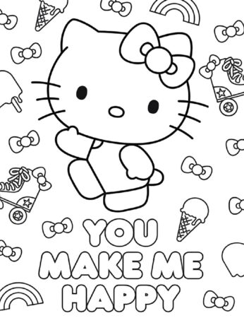 Hello Kitty cute character with bow and ice cream