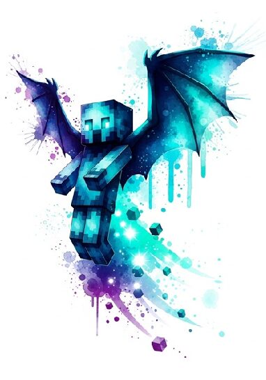 Minecraft Phantom Wallpaper Poster Night Sky Mob Art