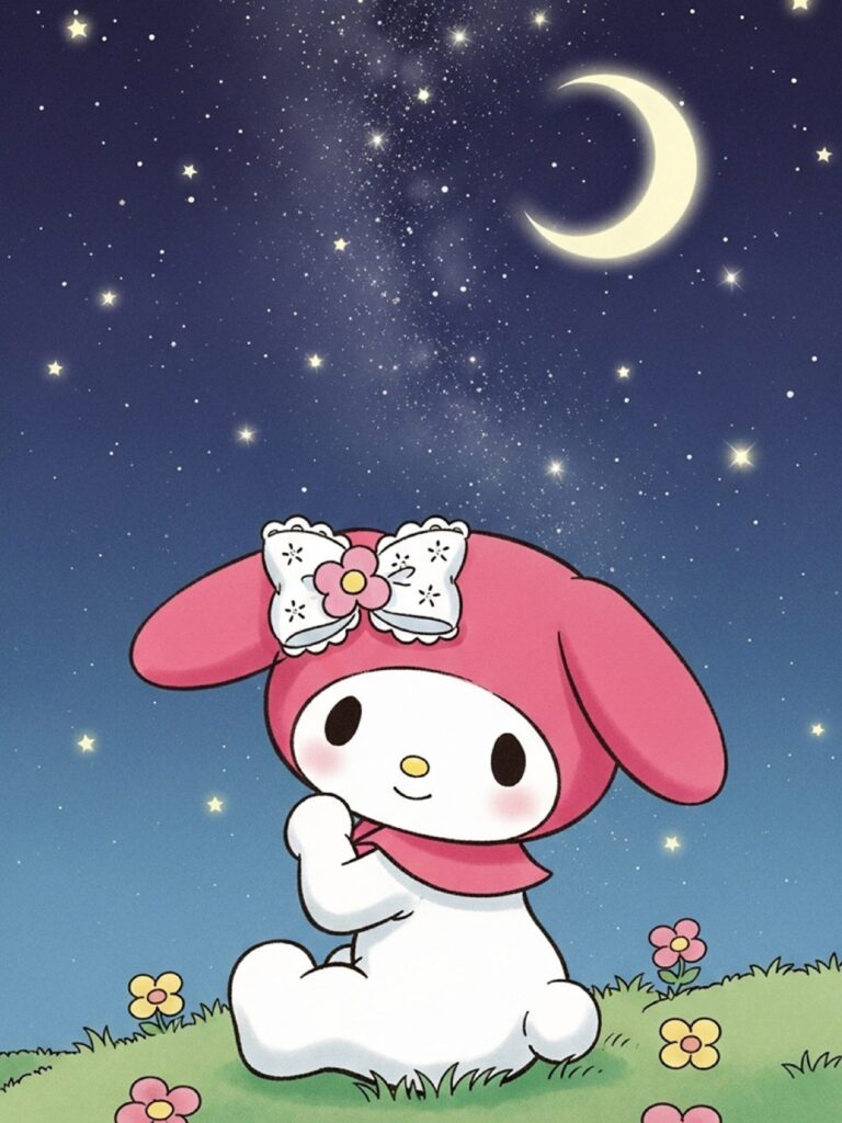 My Melody dreaming under the night sky