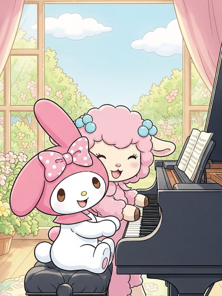 My Melody playing the piano with My Sweet Piano