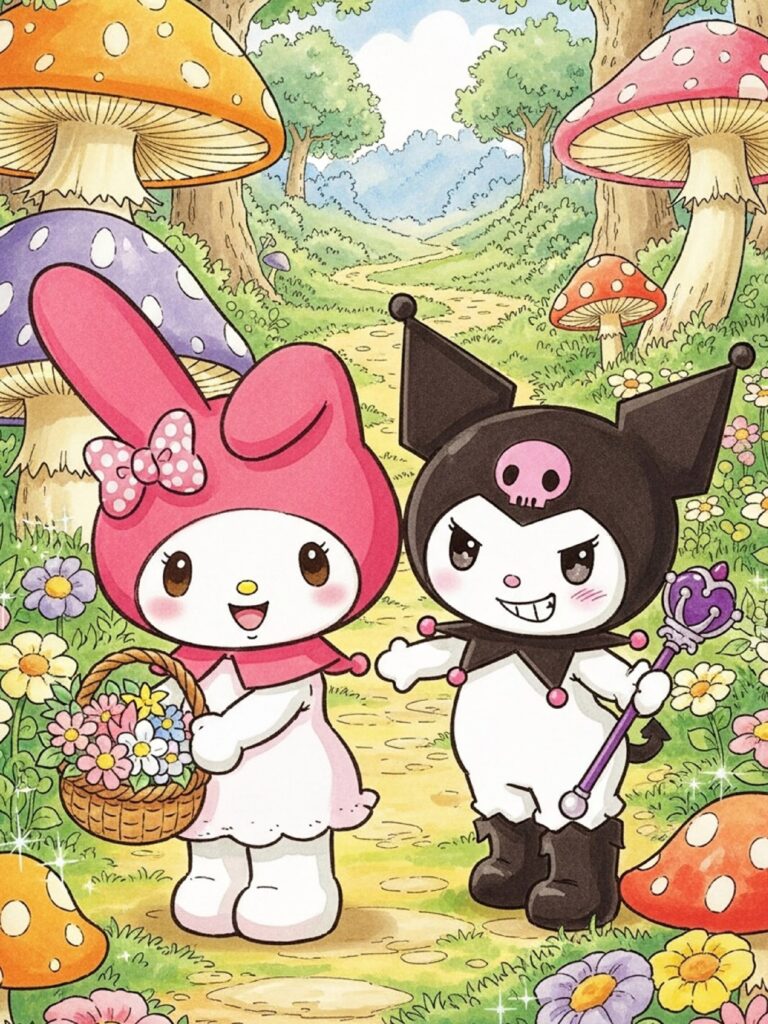 My Melody spending time with Kuromi