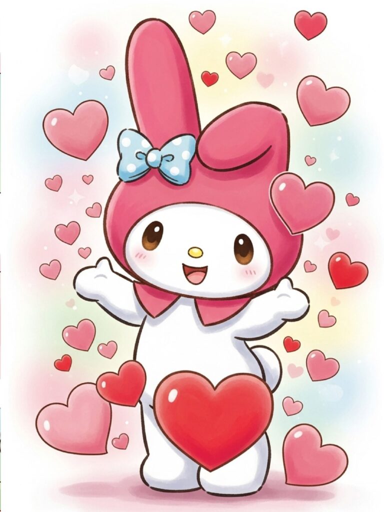 My Melody surrounded by love and happiness