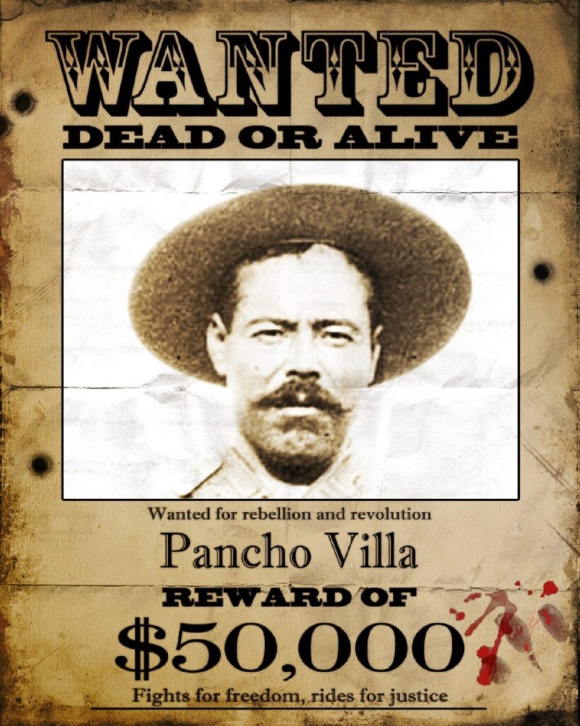 Pancho Villa dead or alive wild west wanted poster vintage outlaw